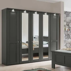 Wohnen Dunkelgrauer Kleiderschrank mit Spiegeln - Mataram