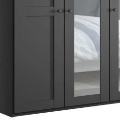 Wohnen Dunkelgrauer Kleiderschrank mit Spiegeln - Mataram