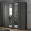 Wohnen Dunkelgrauer Schlafzimmerschrank 4-türig - Mataram
