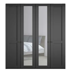 Wohnen Dunkelgrauer Schlafzimmerschrank 4-türig - Mataram