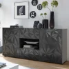Wohnen Dunkelgraues Design-Sideboard in Hochglanz lackiert - Kuriasna