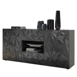 Wohnen Dunkelgraues Design-Sideboard in Hochglanz lackiert - Kuriasna