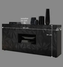 Wohnen Dunkelgraues Design-Sideboard in Hochglanz lackiert - Kuriasna