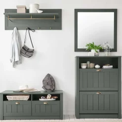 Wohnen Dunkelgrüne Flurmöbel Kombination - Niestov (vierteilig)