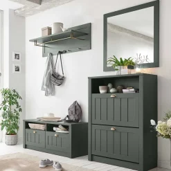 Wohnen Dunkelgrüne Flurmöbel Kombination - Niestov (vierteilig)