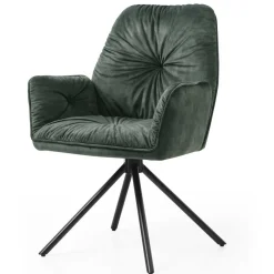 Wohnen Dunkelgrüner Samt Esstischsessel drehbar - Kadiz