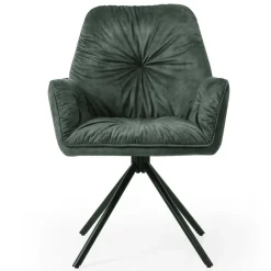 Wohnen Dunkelgrüner Samt Esstischsessel drehbar - Kadiz