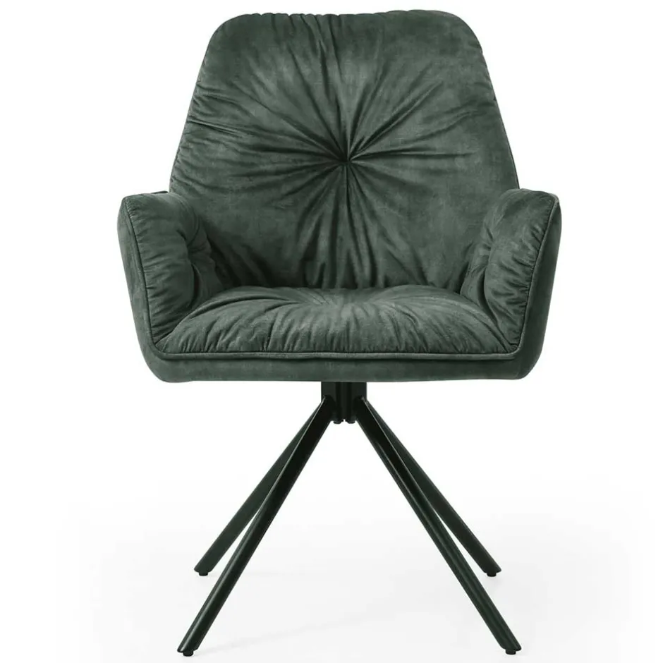 Wohnen Dunkelgrüner Samt Esstischsessel drehbar - Kadiz