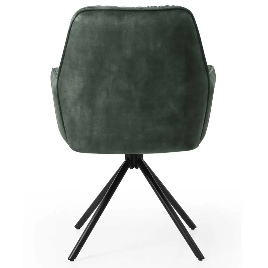Wohnen Dunkelgrüner Samt Esstischsessel drehbar - Kadiz