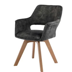 Wohnen Dunkelgrüner Tischsessel aus Samt - Gregg (2er Set)