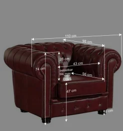 Wohnen Dunkelrote Ledergarnitur im Chesterfield Look - Tuguda (dreiteilig)