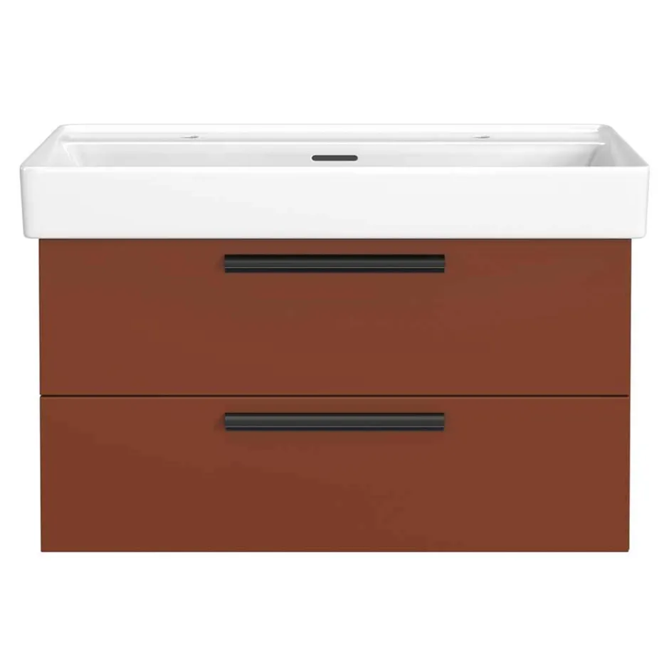 Dunkelroter Waschtisch für zwei Armaturen - Exeler^Wohnen Outlet