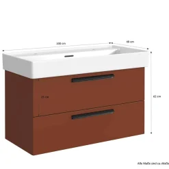 Dunkelroter Waschtisch für zwei Armaturen - Exeler^Wohnen Outlet