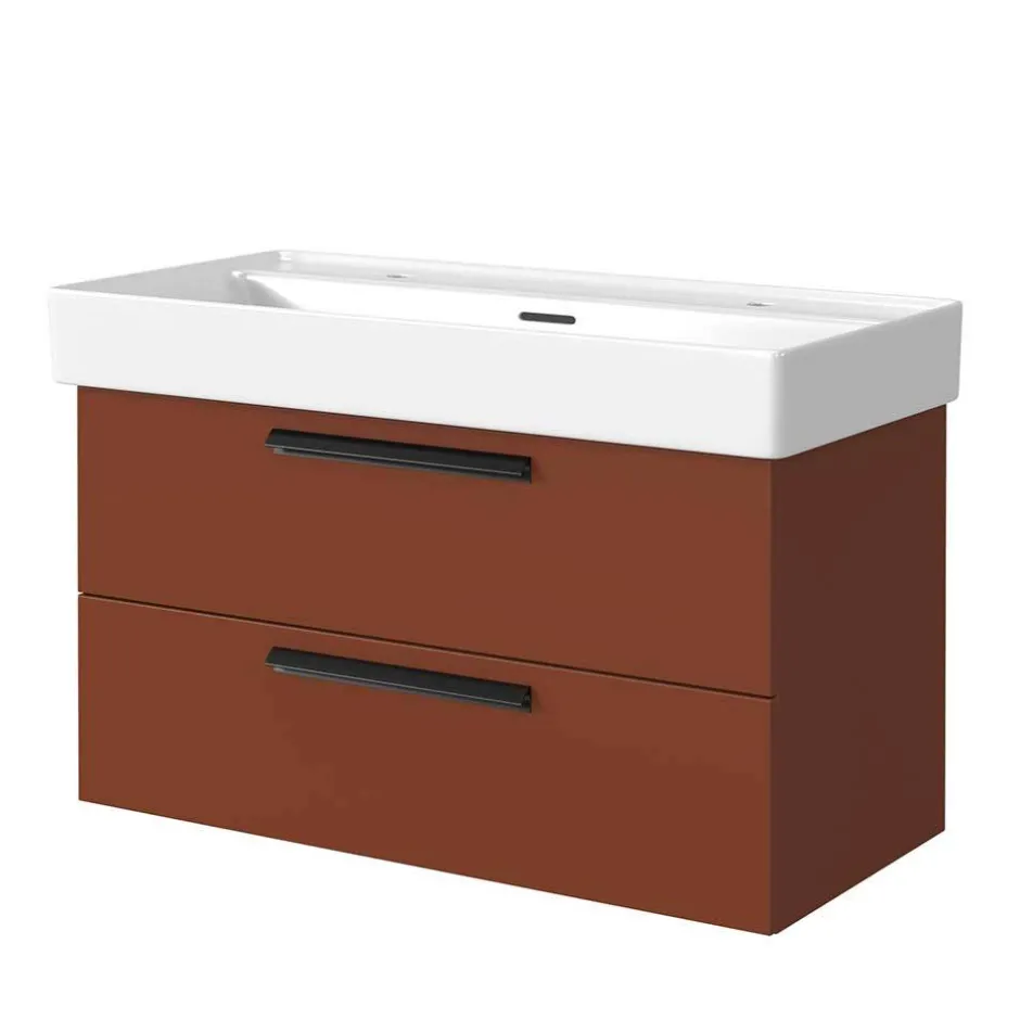 Dunkelroter Waschtisch für zwei Armaturen - Exeler^Wohnen Outlet