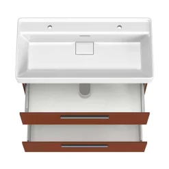 Dunkelroter Waschtisch für zwei Armaturen - Exeler^Wohnen Outlet