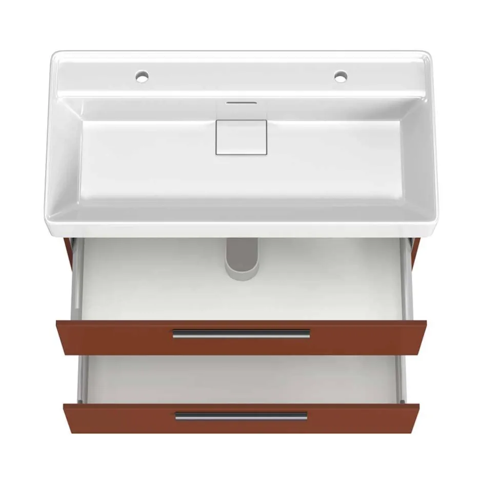 Dunkelroter Waschtisch für zwei Armaturen - Exeler^Wohnen Outlet