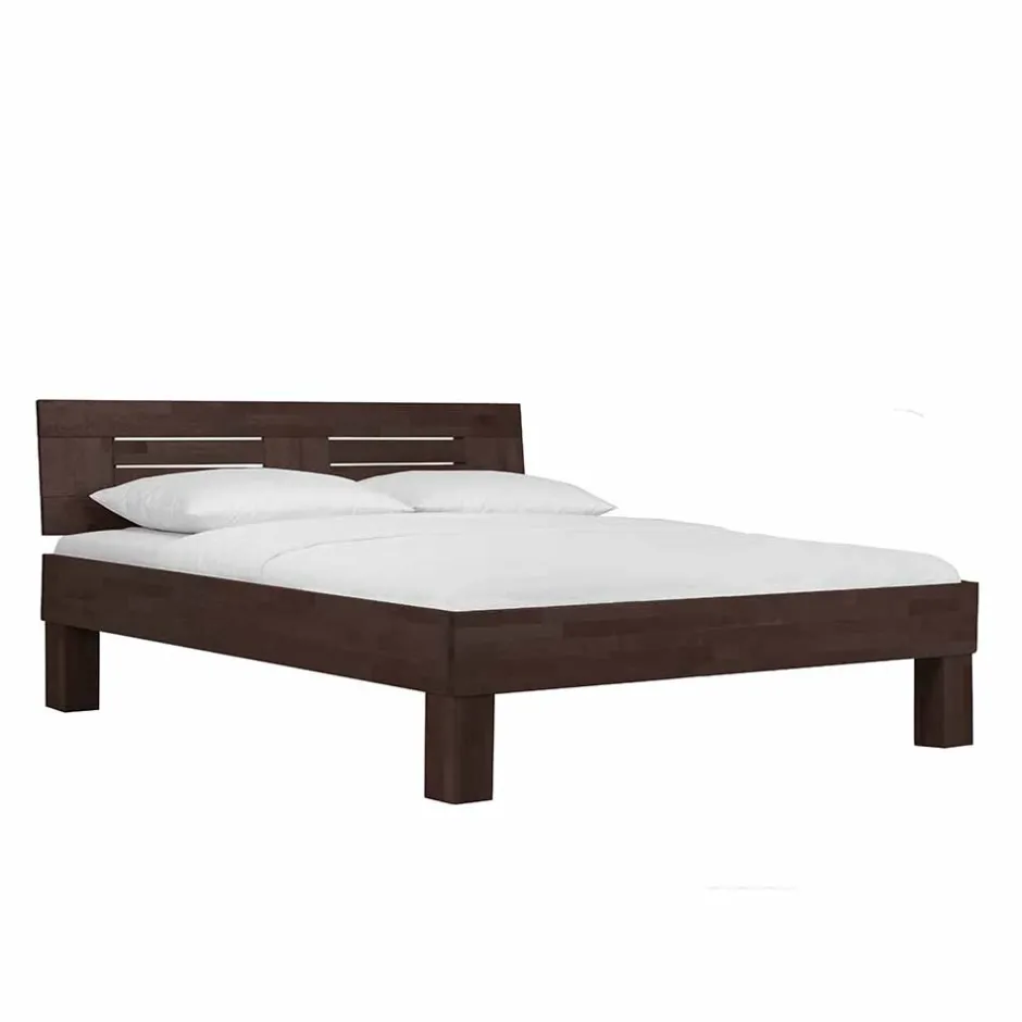 Wohnen Dunkles Massivholz Bett Ceolata in Buche Wenge lackiert