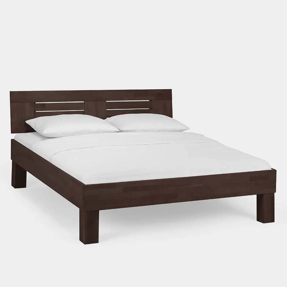 Wohnen Dunkles Massivholz Bett Ceolata in Buche Wenge lackiert