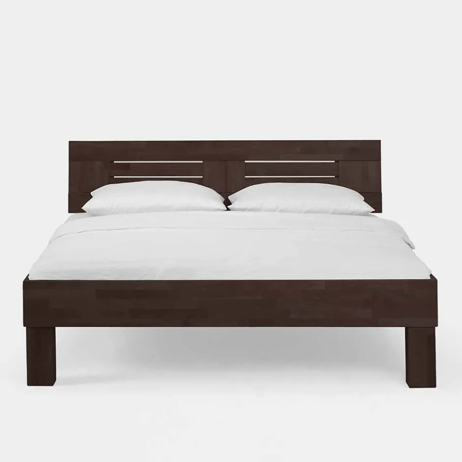 Wohnen Dunkles Massivholz Bett Ceolata in Buche Wenge lackiert