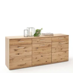 Wohnen Echtholz Sideboard in Eiche Bianco - Crokas