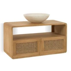 Wohnen Echtholz Waschtisch aus Teak mit Wiener Geflecht - Tiranny