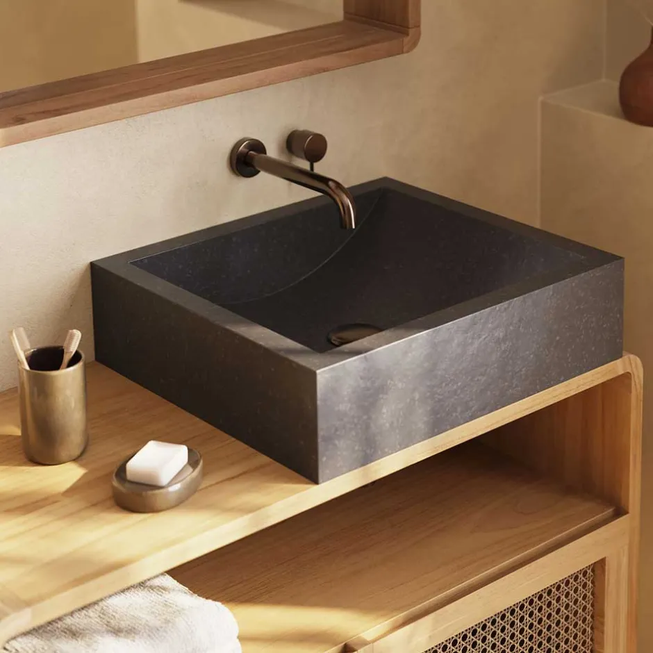 Wohnen Echtholz Waschtisch aus Teak mit Wiener Geflecht - Tiranny