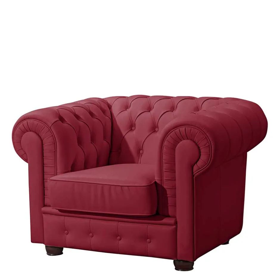 Wohnen Echtleder Sessel in Rot - Geoloro