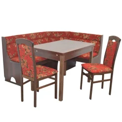 Eckbank Set in Nussbaum Braun mit Rot - Baltymore (vierteilig)^Wohnen Online