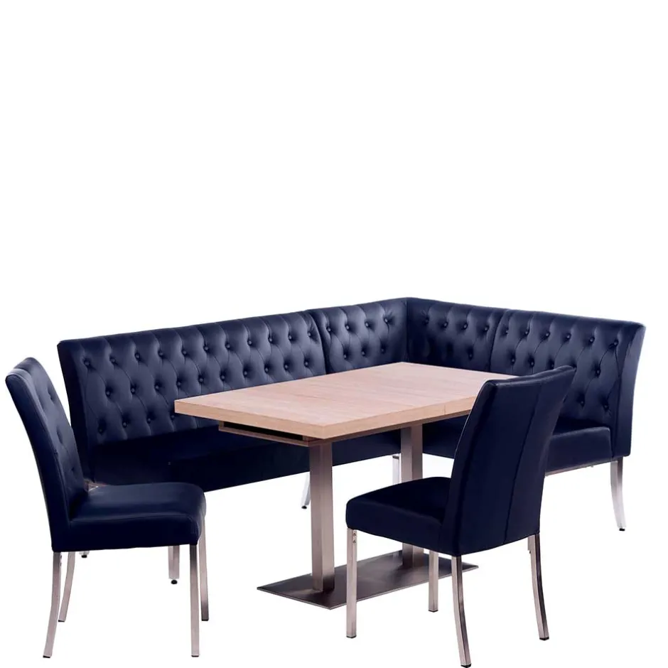 Wohnen Eckbankgruppe in Dunkelblau - Curedo (vierteilig)