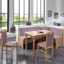 Wohnen Eckbankgruppe in Rosa Jutta & Buchefarben (vierteilig)