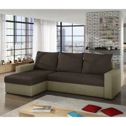 Wohnen Eckbettsofa in Braun und Beige - Rodaris