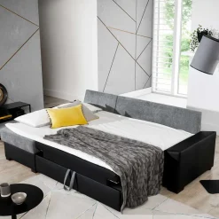 Wohnen Eckbettsofa in Schwarz und Weiß - Togo