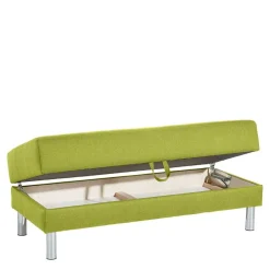 Wohnen Eck-Schlafcouch in Gelbgrün mit Chrom - Whity (zweiteilig)