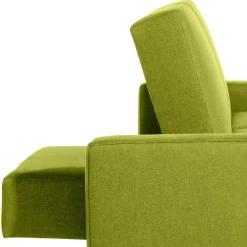 Wohnen Eck-Schlafcouch in Gelbgrün mit Chrom - Whity (zweiteilig)