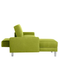 Wohnen Eck-Schlafcouch in Gelbgrün mit Chrom - Whity (zweiteilig)