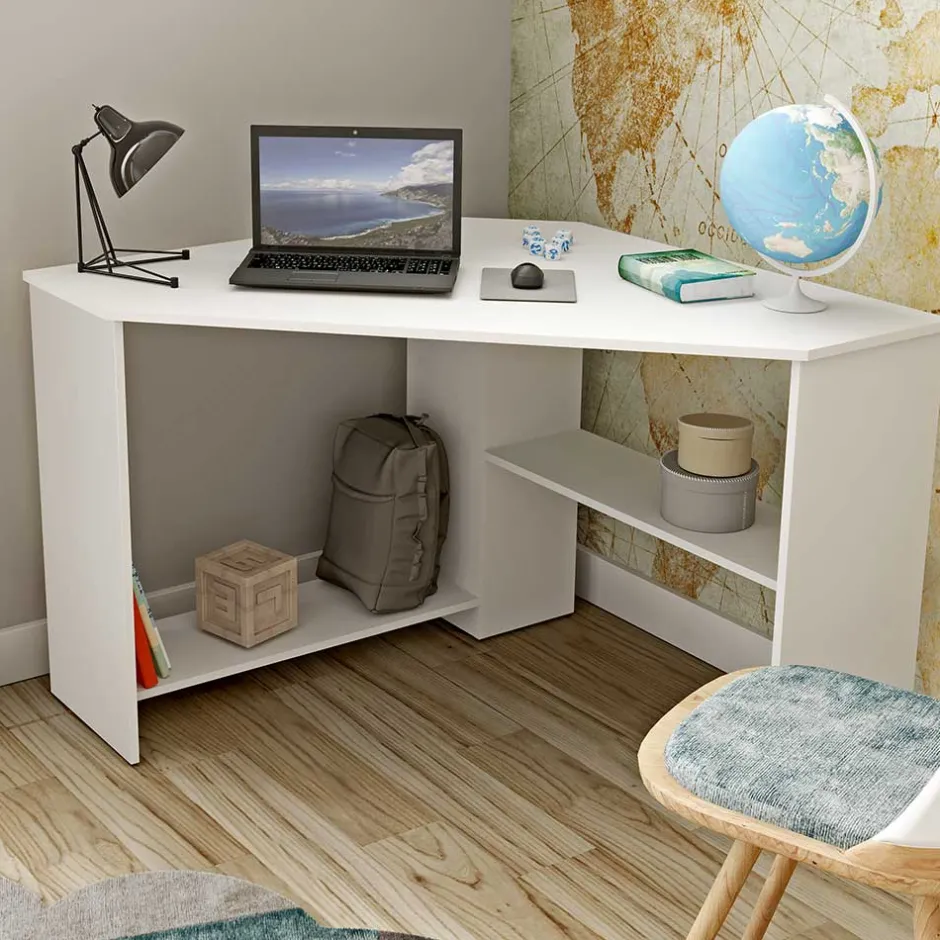 Wohnen Eckschreibtisch in Weiß - 80x73x80 cm - Jetta