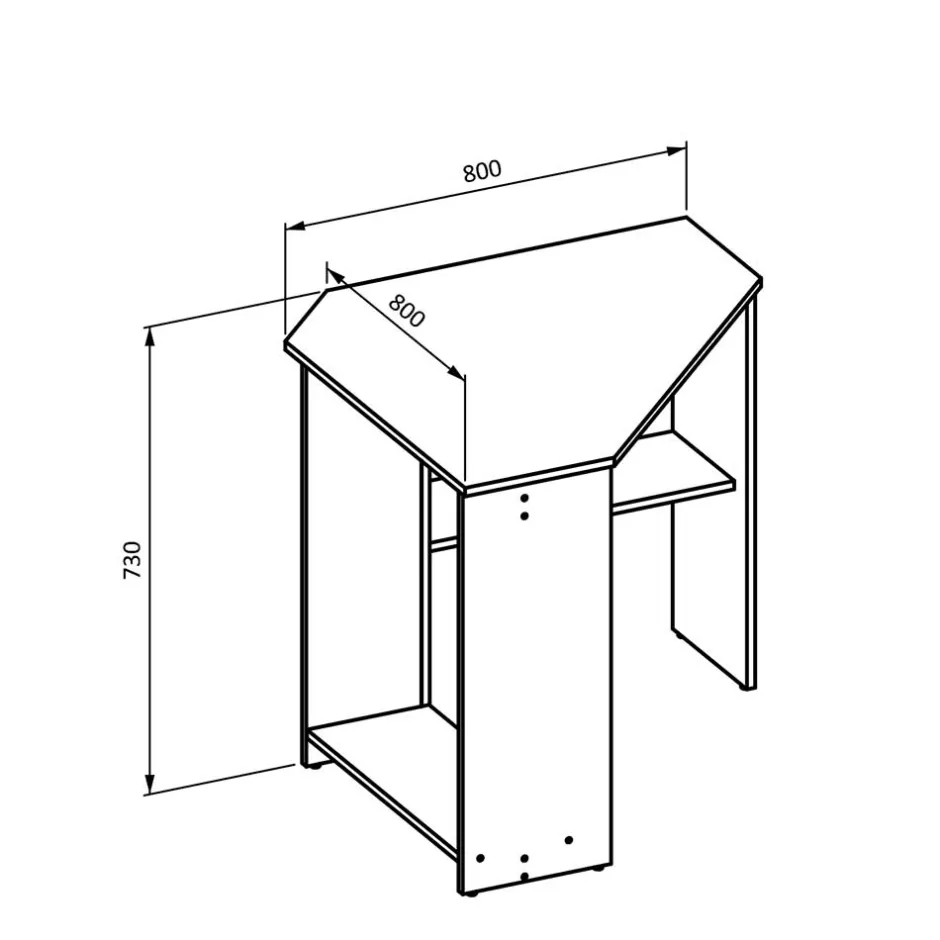 Wohnen Eckschreibtisch in Weiß - 80x73x80 cm - Jetta
