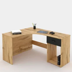 Eckschreibtisch in Wildeiche Optik & Schwarzgrau - Endra^Wohnen New