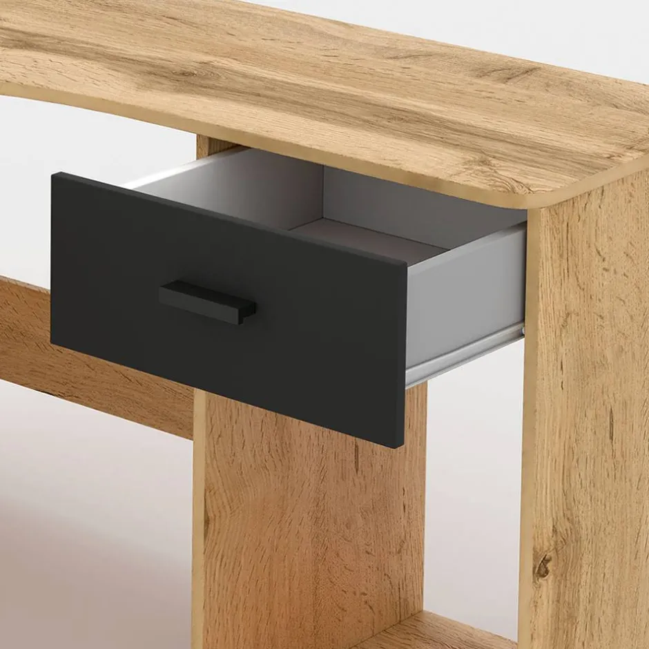 Eckschreibtisch in Wildeiche Optik & Schwarzgrau - Endra^Wohnen New