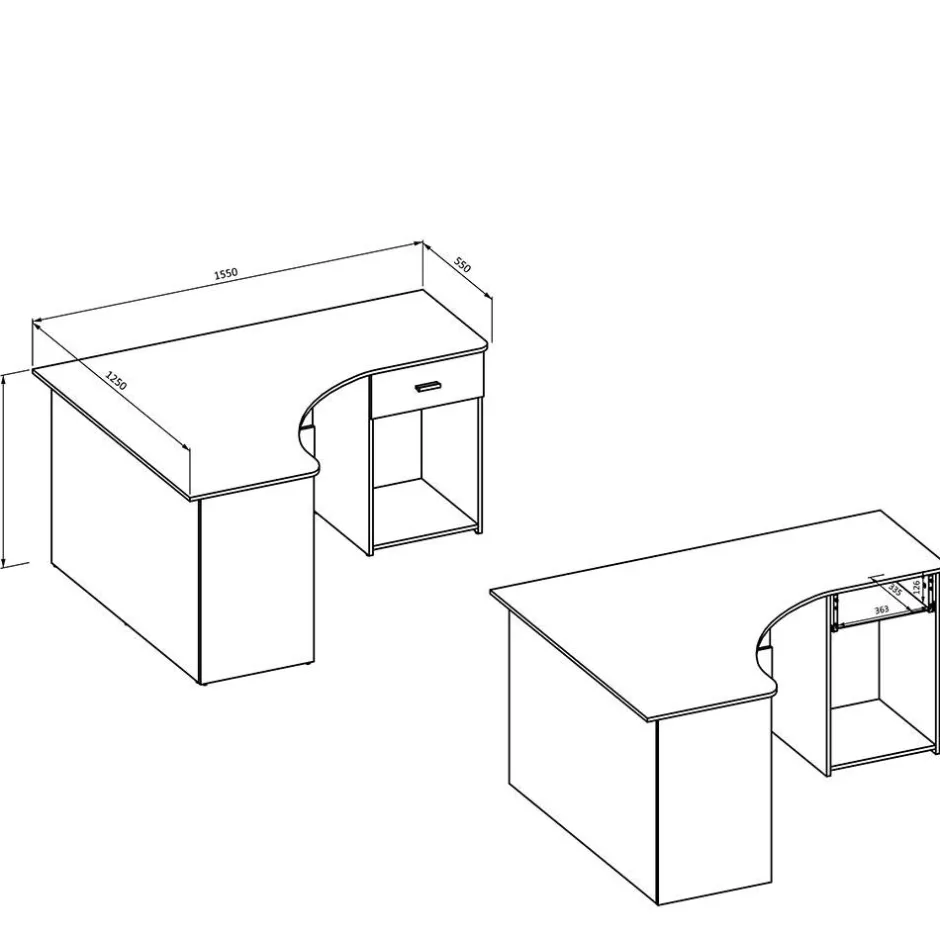 Eckschreibtisch in Wildeiche Optik & Schwarzgrau - Endra^Wohnen New