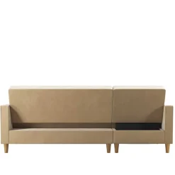 Wohnen Ecksofa mit Bettfunktion in Creme Samt - Mikolos