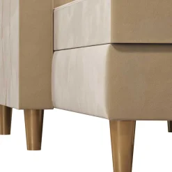 Wohnen Ecksofa mit Bettfunktion in Creme Samt - Mikolos