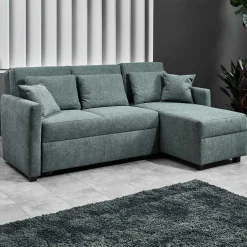 Wohnen Ecksofa zum Ausziehen in Graugrün - Cestina