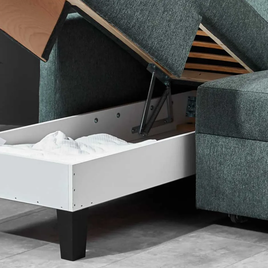 Wohnen Ecksofa zum Ausziehen in Graugrün - Cestina