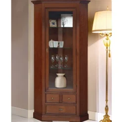 Eckvitrine in Walnussfarben Antik - Istefanio^Wohnen