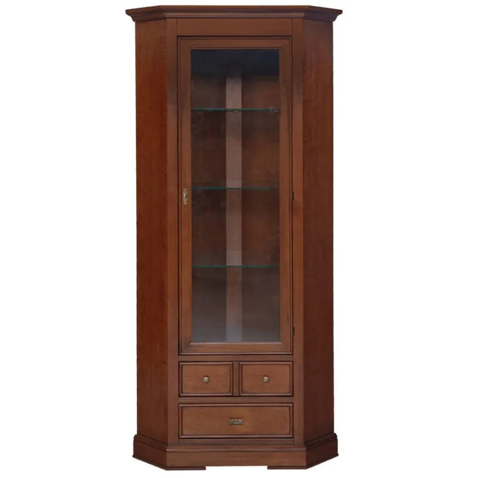 Eckvitrine in Walnussfarben Antik - Istefanio^Wohnen