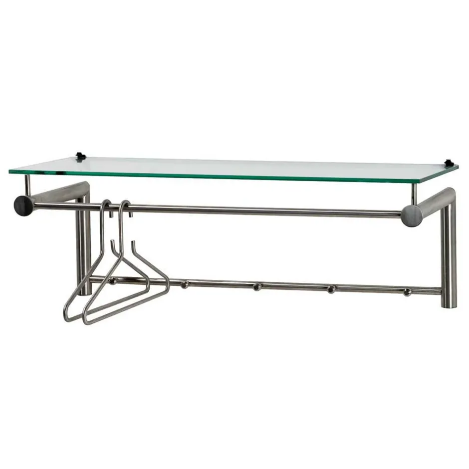 Wohnen Edelstahl Garderobe mit Glas Hutablage - Blevos