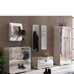 Wohnen Edle Design Flurmöbel in Silber - Pilot (sechsteilig)