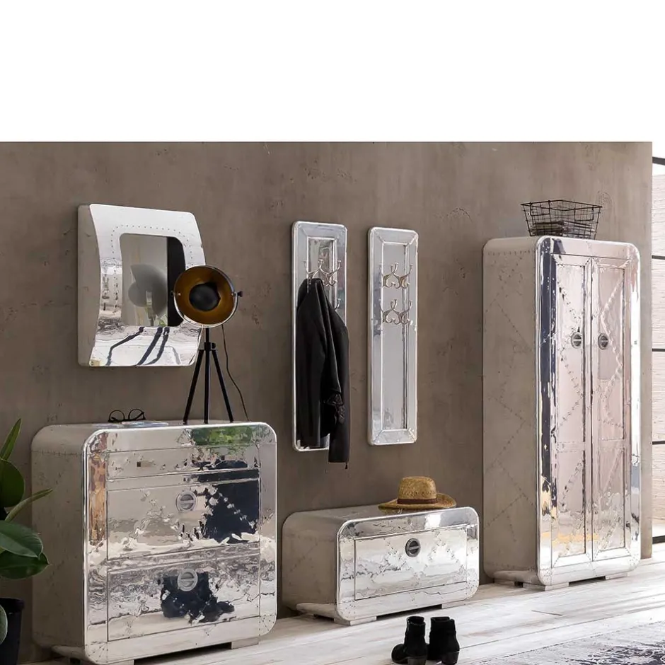 Wohnen Edle Design Flurmöbel in Silber - Pilot (sechsteilig)