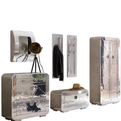 Wohnen Edle Design Flurmöbel in Silber - Pilot (sechsteilig)